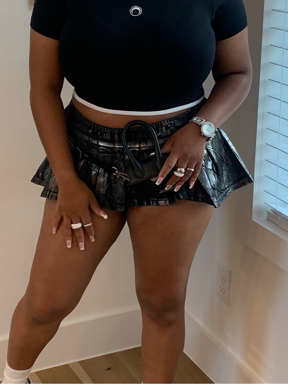Daisy Black Sheer Ruffled Mini Skirt